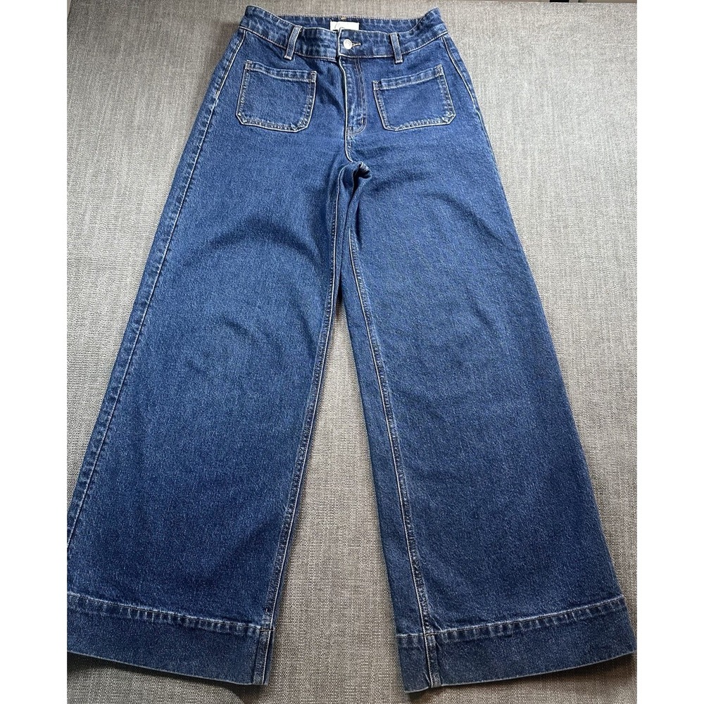 H&M Jeans Womens Size 6 Low Rise Baggy Wide Leg Blue Denim Comfort